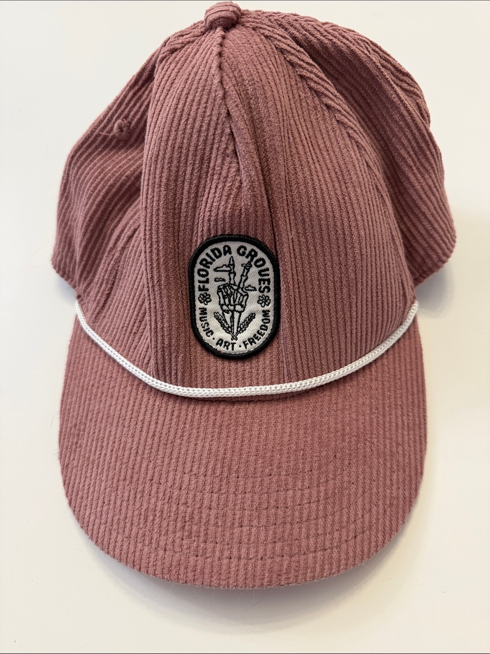 Florida Groves Music Festival Mauve Pink Corduroy Cap with White Trim